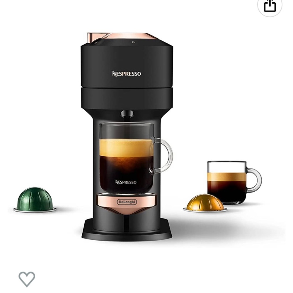 Nespresso Vertuo Next Coffee and Espresso Maker in Matte Black and Rose Gold
